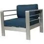 Kinsunny 4pcs Patio Furniture Sofa Shore Aluminum Outdoor Sectional Set Metal Conversation Set with Cushions Dark Blue