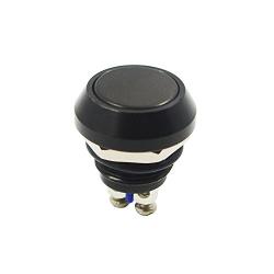 Yakamoz 12mm 1/2'' Metal Momentary Push Button Switch 2A/36V DC SPST 1NO Industrial Car Switch - Black Shell