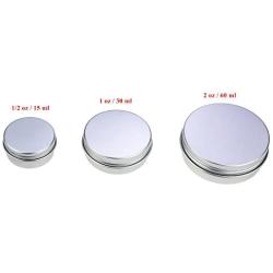 LJY 48 Pieces Round Aluminum Cans Screw Lid Metal Tins Jars Empty Slip Slide Containers (Mixed Sizes)