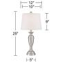 Blair Modern Table Lamps Set of 2 Brushed Steel Metal White Drum Shade for Living Room Family Bedroom Bedside Nightstand - Regency Hill