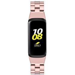 Compatible with Samsung Galaxy Fit SM-R370 Bands, Galaxy Fit Watch Band Solid Stainless Steel Metal Replacement Bracelet Strap for Galaxy Fit SM-R370 Smart Watch, Adjustable (Rosepink)