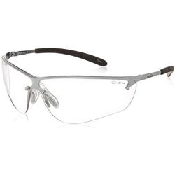 Bollé Safety 40073 Silium Safety Eyewear with Silver Metal + TPE Semi-Rimless Frame and Clear Lens