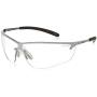 Bollé Safety 40073 Silium Safety Eyewear with Silver Metal + TPE Semi-Rimless Frame and Clear Lens