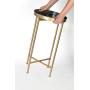 Kate and Laurel Celia Round Metal Foldable Tray Accent Table, Gray with Gold Base