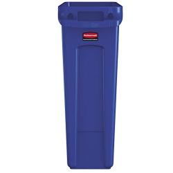 Rubbermaid Commercial Products Slim Jim Plastic Rectangular Recycling Bin With Venting Channels, 23 Gallon, Blue Recycling FG354007BLUE