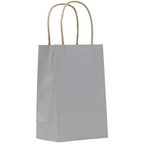 PTP BAGS Hi Ho Silver 5'' x 3'' x 8'' Tote Bags [Pack of 250] Recyclable Metallic Kraft Paper Gift Bags
