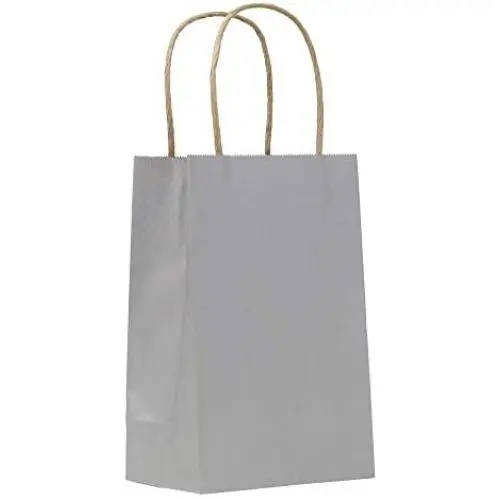PTP BAGS Hi Ho Silver 5'' x 3'' x 8'' Tote Bags [Pack of 250] Recyclable Metallic Kraft Paper Gift Bags