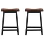 COSTWAY Saddle Seat Stools, Wood Vintage Counter Height Chairs, Modern Backless Design Indoor Furniture for Kitchen Dining Pub and Bistro, Set of 2 (24'' H Brown)