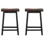 COSTWAY Saddle Seat Stools, Wood Vintage Counter Height Chairs, Modern Backless Design Indoor Furniture for Kitchen Dining Pub and Bistro, Set of 2 (24'' H Brown)