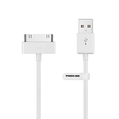POWERADD Apple Certified iPhone 4 4s 3G 3GS iPad 1 2 3 iPod Touch Nano 30 Pin Charger USB Sync Cable Charging Cord Dock Adapter Data 4 Feet White (1pcs)