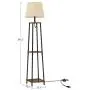 VASAGLE Floor Lamp with Shelves, Standing Reading Lamp with LED Bulb and Lamp Shade, for Living Room, Bedroom, Metal Legs, Rustic Brown and Black ULFL012B01