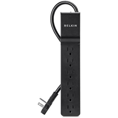 Belkin 6-Outlet Power Strip Surge Protector, Flat Rotating Plug, 6ft Cord (600 Joules)