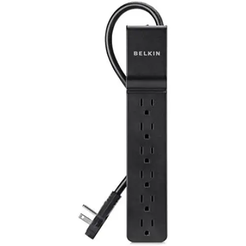 Belkin 6-Outlet Power Strip Surge Protector, Flat Rotating Plug, 6ft Cord (600 Joules)