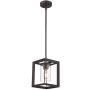 Emliviar Modern Glass Pendant Light, Single Light Metal Wire Cage Hanging Pendant Light, Oil Rubbed Bronze with Clear Glass Shade and 42'' Rod, 2083M1L ORB