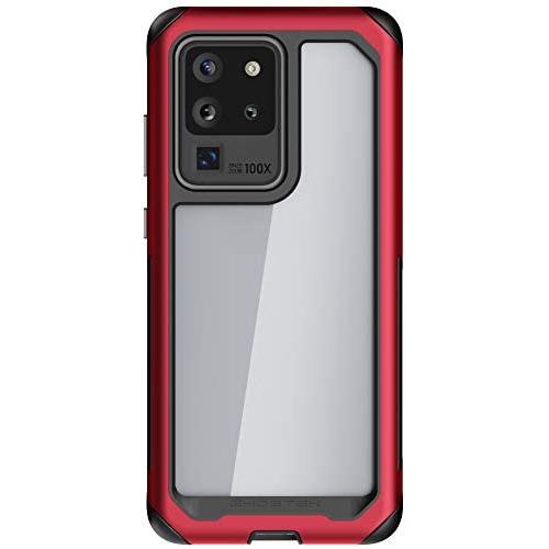 Ghostek Atomic Slim Galaxy S20 Clear Case with Super Tough Space Metal Bumper Design Military Grade Armor Heavy Duty Protection Wireless Charging Compatible 2020 Galaxy S20 5G (6.2 Inch) - (Red)