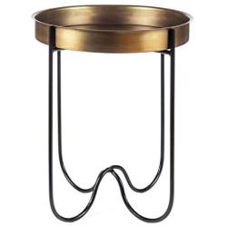 H Potter Indoor Outdoor Side Patio Table Living Room Kitchen Small Spaces Quick Folding Stand and Removable Round Metal Tray for Drinks or Appetizers Gar618 Brass