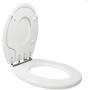 TOPSEAT TinyHiney Potty Round Toilet Seat, Adult/Child, w/Slow Close Chromed Metal Hinges, Wood, White