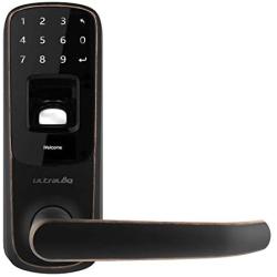 Ultraloq UL3 Fingerprint and Touchscreen Keyless Smart Lever Door Lock (Aged Bronze) | 3-in-1 Keyless Entry | Secure Finger ID | Anti-peep Code | Premium Construction Material | Match Home Aesthetics