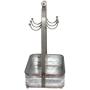 Benzara BM177866 Rustic Galvanized Metal Crockery Holder with Cup Hooks, Gray