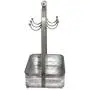 Benzara BM177866 Rustic Galvanized Metal Crockery Holder with Cup Hooks, Gray