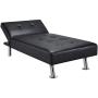 YAHEETECH Faux Leather Chaise Lounge Indoor Convertible Chaise Futon Tufted Chaise Daybed with Chrome Metal Legs Converts to Recliner/Bed
