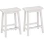 Amazon Basics Classic Solid Wood Saddle-Seat Kitchen Counter Stool with Foot Plate 24 Inch, White, Set of 2