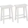 Amazon Basics Classic Solid Wood Saddle-Seat Kitchen Counter Stool with Foot Plate 24 Inch, White, Set of 2