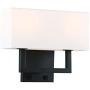 Permo 2-Lights Wall Sconce Light Fixture Black Finish with White Textile Shades and 2pcs On/Off Switch Button Living Room Bedside Nightstand Light