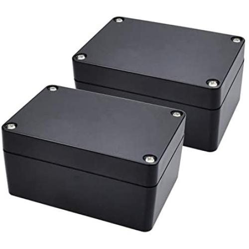 Pinfox 2 Pack Black Waterproof Plastic Project Box ABS IP65 Electronic Junction box Enclosure 3.94 x 2.68 x 1.97 inch (100 x 68 x 50 mm)