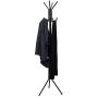 Mind Reader COATRACK11 Standing Metal Coat Rack Hat Hanger 11 Hook for Jacket, Purse, Scarf Rack, Umbrella Tree Stand, Black