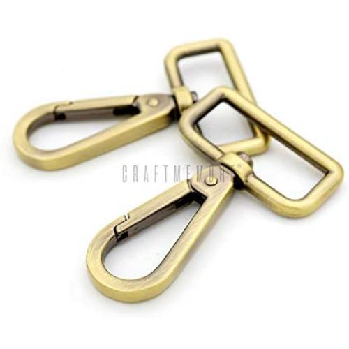 CRAFTMEmore 2PCS 1-1/2 Inch Push Gate Snap Hooks Metal Swivel Lobster Claw Clasp Purse Hardware SC21 (Brushed Brass)