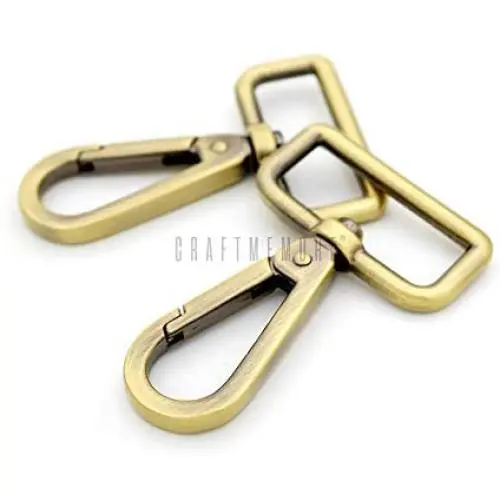 CRAFTMEmore 2PCS 1-1/2 Inch Push Gate Snap Hooks Metal Swivel Lobster Claw Clasp Purse Hardware SC21 (Brushed Brass)