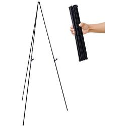 U.S. Art Supply 63'' High Steel Easy Folding Display Easel - Quick Set-Up, Instantly Collapses, Adjustable Height Display Holders - Portable Tripod Stand, Presentations, Signs, Posters, Holds 5 lbs