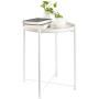 CERBIOR Tray End Table, Round Metal Tray Table Side Sofa Table Anti-Rust and Waterproof Outdoor & Indoor Snack Table Accent Coffee Table, Milky White