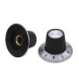 mxuteuk 6Pcs Black with Silver Potentiometer Control Knob Volume Audio Electric Guitar Bass Screw Type 29 x 18mm (dh) KNOB-C-2