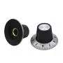 mxuteuk 6Pcs Black with Silver Potentiometer Control Knob Volume Audio Electric Guitar Bass Screw Type 29 x 18mm (dh) KNOB-C-2