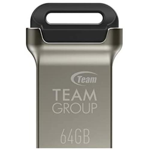 TEAMGROUP C162 64GB USB 3.2 Gen 1 (USB 3.1/3.0) Mini Fits Metal USB Flash Drive, Read up to 90MB/s, External Storage Thumb Drive Memory Stick TC162364GB01