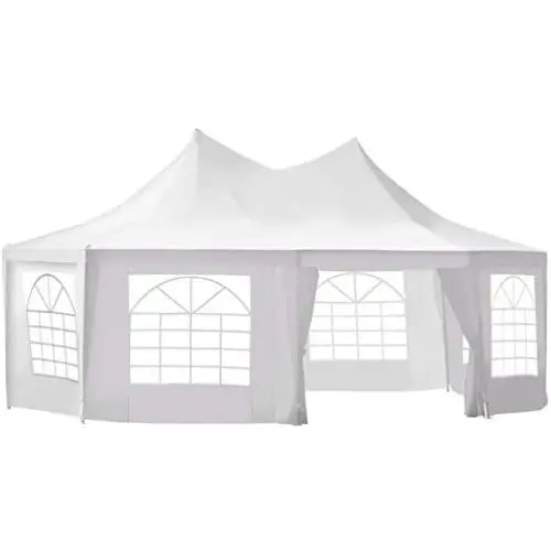 Outsunny 22 x 16 ft Canopy Party Event Tent with 2 Pull-Back Doors, Column-Less Event Space, & 8 Cathedral Windows