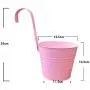 6.1'' x 4.5'' x 5.7'' Large 3 PCS Iron Hanging Flower Pots Balcony Garden Plant Planter, Wall Hanging Metal Bucket Flower Holders