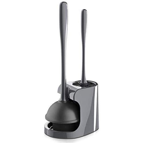 MR.SIGA Toilet Plunger and Bowl Brush Combo for Bathroom Cleaning, Gray, 1 Set
