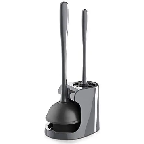 MR.SIGA Toilet Plunger and Bowl Brush Combo for Bathroom Cleaning, Gray, 1 Set