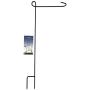 KINREX Garden Flag Pole Holder Stand - Black Metal Iron Wrought Stake Poles for Outdoor Garden Lawn Yard - 3 Piece Set - 35'' Tall x 15.5'' Wide