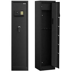 RPNB Rifle Safe,Electronic Gun Security Cabinet,Quick Access 5-Gun Large Metal Rifle Gun Security Cabinet with Separate Pistol/Ammo Area