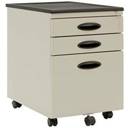 Calico Designs Metal Full Extension, Locking, 3-Drawer Mobile File Cabinet Assembled (Except Casters) for Legal or Letter Files with Supply Organizer Tray in Putty Beige