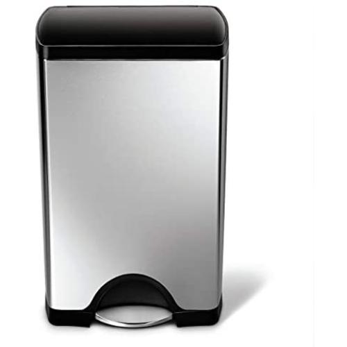 simplehuman 38 Liter / 10 Gallon Rectangular Kitchen Step, Brushed Stainless Steel with Plastic Lid trash can simplehuman 38 Liter / 10 Gallon Rectangular Kitchen Step, Brushed Stainless Steel with Plastic Lid trash can