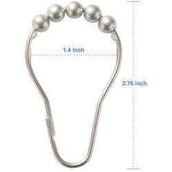 Amazer Shower Curtain Hooks Rings, Rust-Resistant Metal Glide Shower Hooks for Bathroom Shower Rods Curtains-Set of 12-Matte Nickel