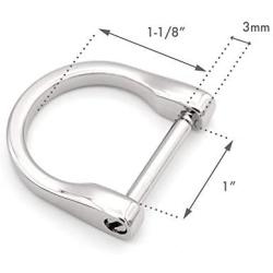 CRAFTMEMORE D-Rings Screw in Shackle Horseshoe U Shape D Ring DIY Leather Craft Key Holder Purse Accessories for 1 Inch Strap Pack of 4 (Silver)