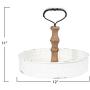 Creative Co-op Round Metal & Wood Handle Decorative Wood Tray, 12'' L x 12'' W x 11'' H, White
