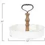 Creative Co-op Round Metal & Wood Handle Decorative Wood Tray, 12'' L x 12'' W x 11'' H, White Creative Co-op Round Metal & Wood Handle Decorative Wood Tray, 12'' L x 12'' W x 11'' H, White