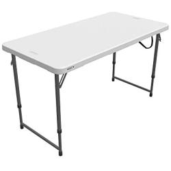 Lifetime Height Adjustable Craft Camping and Utility Folding Table, 4 ft, 4/48 x 24, White Granite